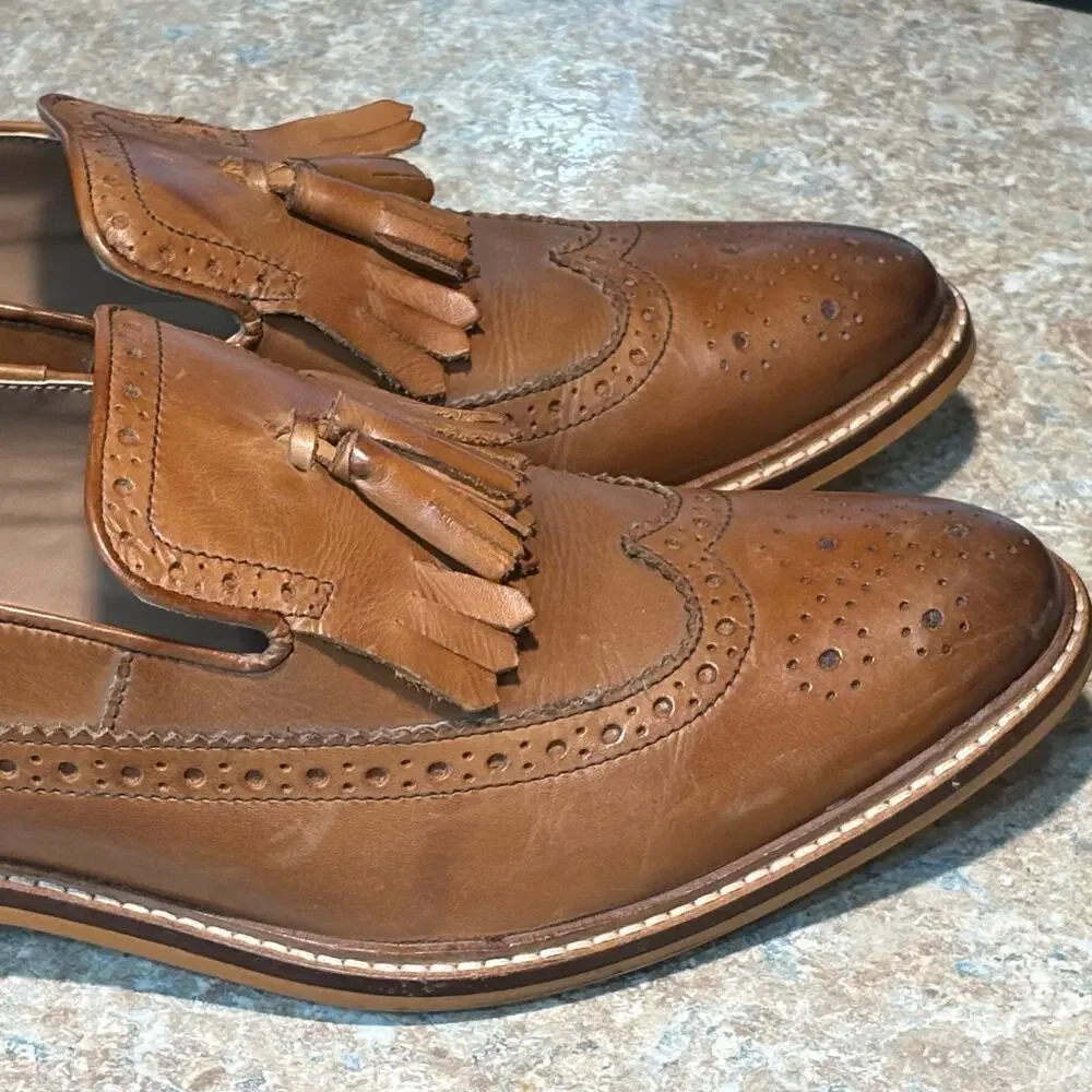 ASOS Men's Fringe Loafer Wing Tip Dress Office Wedding Leather Shoes Size 10